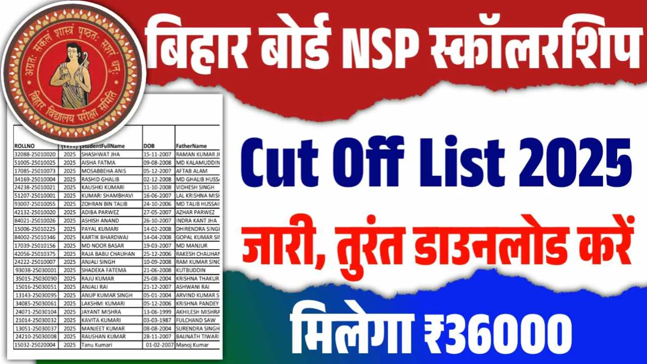 Bihar Board Inter Pass NSP Cut Off List 2025
