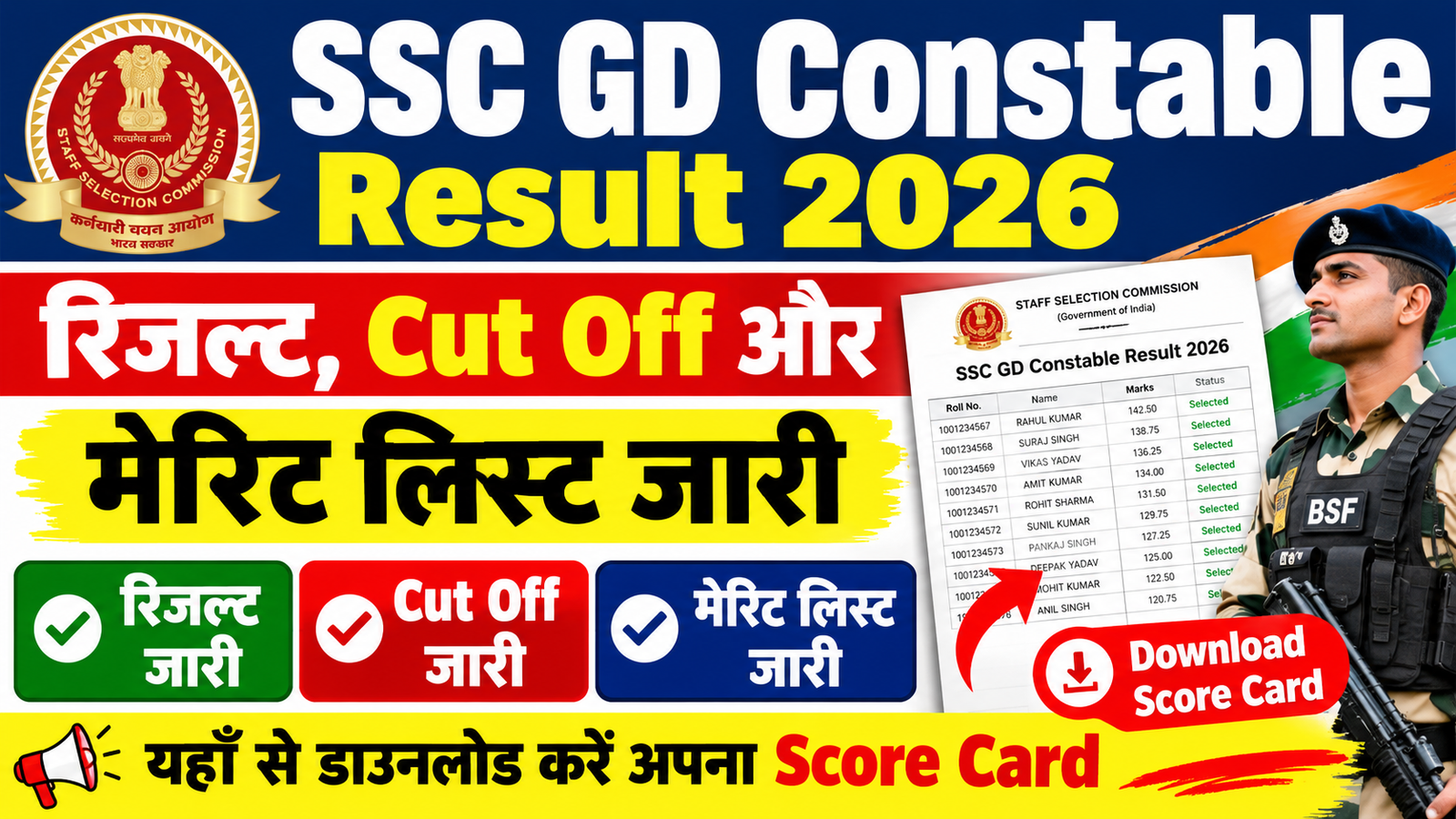 SSC GD Constable Result 2026